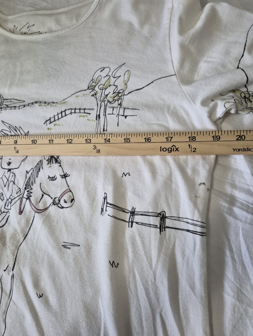 Chico's Chat-tees Saddle Up Cotton Long Sleeve White Top Size 1 Or Medium - Picture 7 of 8